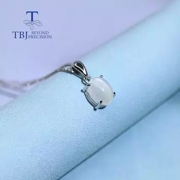 BL Простой дизайн, серебряный кулон из стерлингового серебра 925 пробы, изысканные ювелирные изделия, ожерелье из натурального белого лунного камня, драгоценного камня для женщин, повседневная одежда S белый