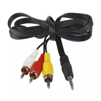 Black 1M Converter 3 RCA Plug Adapter Cord Wire Audio Cable AV Video Cables чёрный