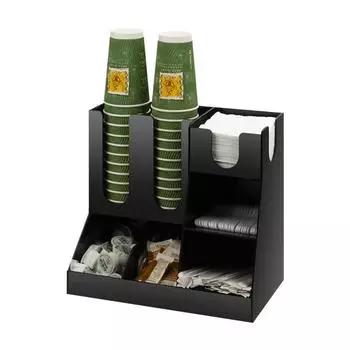 Black Acrylic Cup Holder Multi-compartment Cup Storage Straw Storage Box Coffee Milk Tea Shop Cup Container Rack Home Decor