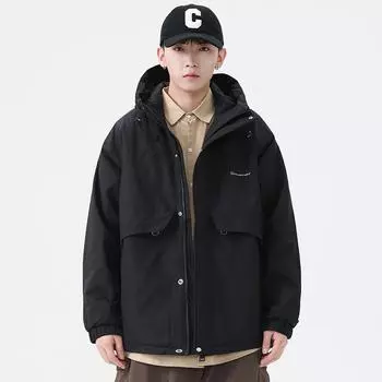 Черная американская функциональная куртка для альпинизма, мужская свободная куртка большого размера с капюшоном, мужская повседневная куртка для инструментов M