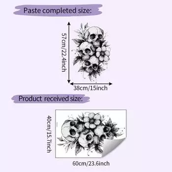 Black And Halloween White Skull And Flower Home Decoration Stickers Wall