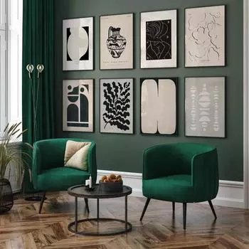 Black and White Abstract Geometric Flower Vase, Woman Body Vintage Poster, Canvas Painting, Print Wall Art, Living Room Decor 21x30cm No Framed