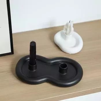 Black and white ceramic candle holder ornaments candlelight dinner props atmosphere anniversary candle holder home decoration HP446-1W White 1 Hole Candle Holder