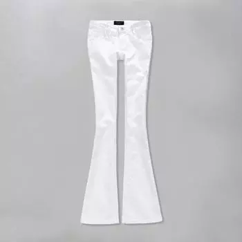 Black and White Classic Slim Fit Hip Raise Slightly Flared Jeans White 28 (In Stock)