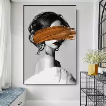 Черно-белая девушка, красный цвет, холст, картина, постер, современный скандинавский настенный рисунок, модная женщина, картина, гостиная, домашний декор 21x30cm No Framed