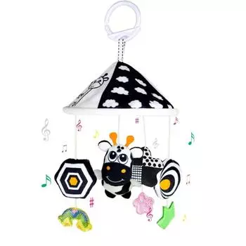 Black and White High Contrast Baby Toys Car Seat Toys for Newborn Hanging Stroller Toy for 0 12 Months Infant Rattle Toys