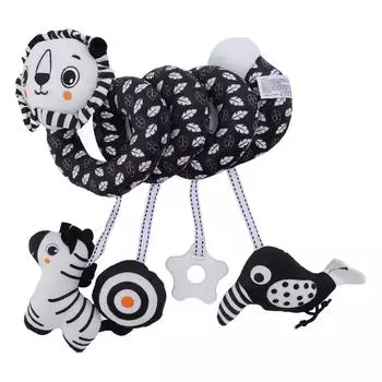 Black and White Lion Spiral Carseat Stroller Activity Toy Spiral Plush Hanging Toy for Baby Crib