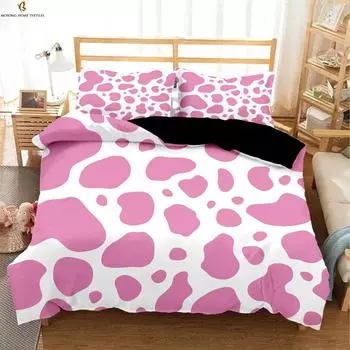 Черно-белый розовый коровий принт стеганое одеяло простой стиль детский комплект постельного белья машинная стирка пододеяльник наволочка EU 135x200cm 2PCS