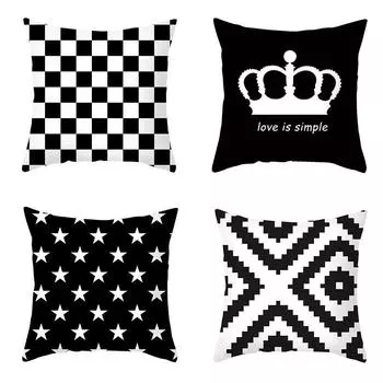 Черно-белый клетчатый узор наволочка для офиса, гостиной, дома, наволочка для автомобиля, украшения 40x40cm