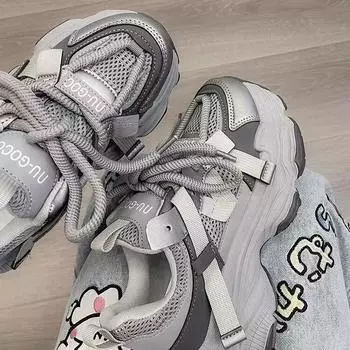 Black and white thick-soled heightening dad shoes autumn advanced breathable casual versatile dirt-resistant sports shoes women 35