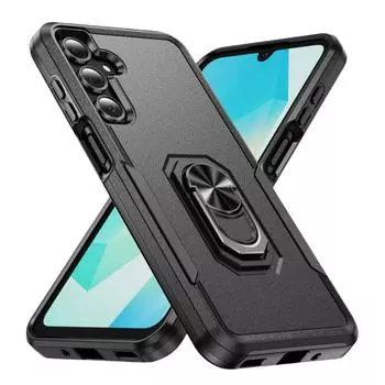 Black Anti-fingerprint Stand Ring Case for Samsung Galaxy Plus S24 Ultra FE 5G Cases for Galaxy S24 FE чёрный