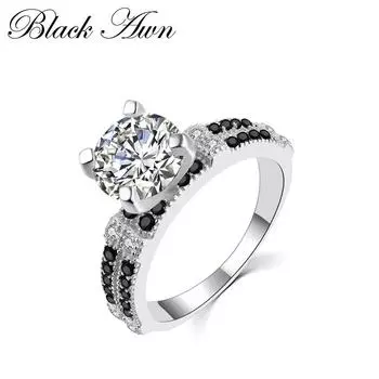 BLACK AWN Черно-белое кольцо для женщин, размер США 6, 7, 8, 9, не вызывает аллергии