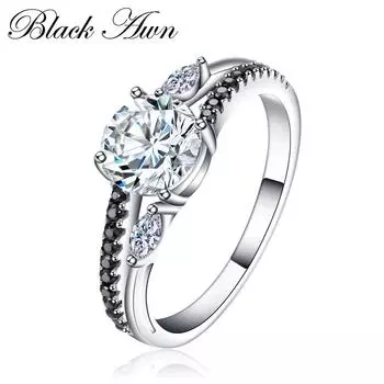 BLACK AWN Черное ювелирное кольцо для женщин, размер США 6, 7, 8, 9 7