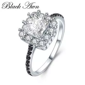 BLACK AWN Черные ювелирные изделия обручальные кольца для женщин, размер США 7, 8, 9