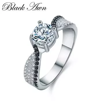 BLACK AWN Черные ювелирные кольца для женщин, размер США 7, 8, 9