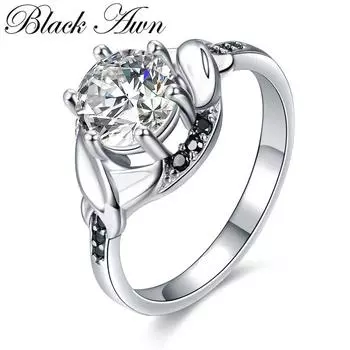 BLACK AWN Классические обручальные кольца для женщин Черное ювелирное обручальное кольцо 7