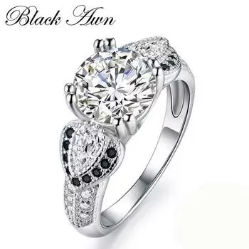 BLACK AWN Модное черное кольцо для женщин, черные украшения 6