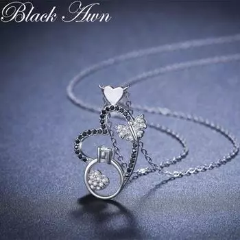 BLACK AWN Ожерелье с черным сердцем, ювелирное ожерелье для женщин