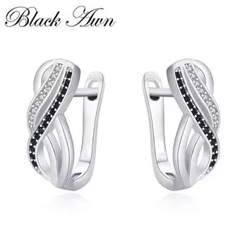 BLACK AWN Женские черные серьги-кольца