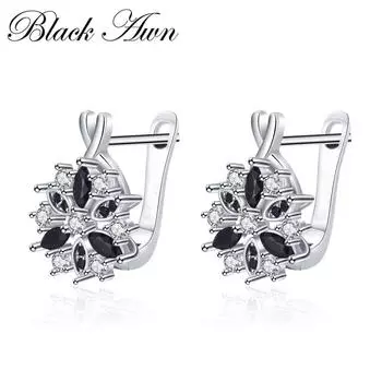 BLACK AWN Женские украшения Черные серьги-кольца