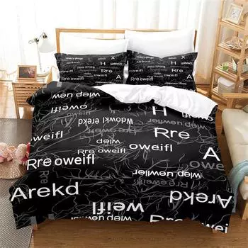 Black Bedding Set Cartoon Fashion Youth Duvet Cover Women Duvet Cover Bedroom Gorgeous Bedding King/Queen Duvet Cover Set EU single(135x200cm)