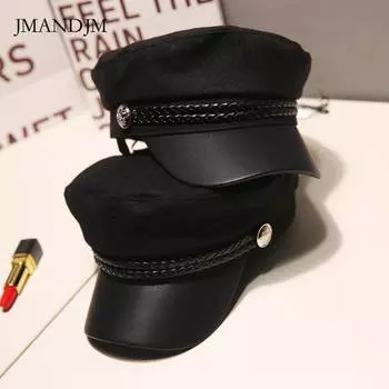 Black beret autumn and winter British retro versatile woolen navy hat octagonal hat children Korean version tide Japanese Yes, adjust.