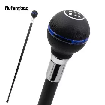 Black Blue Leather Ball Silver Walking Cane Fashion Decorative Walking Stick Gentleman Elegant Cosplay Cane Crosier 92cm