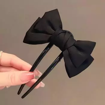 Black Bowknots U Shape Hair Sticks Simple Women Bun Ball Hairpins Daily Hair Braiding Barrettes Fashion Styling Hair Accessories