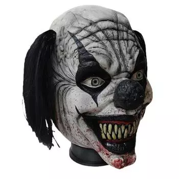 Black Braid Horror Sharp Teeth Clown Headgear Mask For Christmas Halloween And