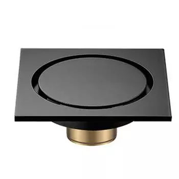 Черная латунь 10 x 10 см Слив для душа в полу, туалет, ванная комната, невидимая крышка для слива, квадратный слив для пола