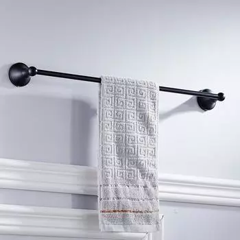 Black bronze towel rod Black single rod copper European-style retro bathroom pendant 50cm long wall-mounted чёрный