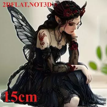 Black Butterfly Fairy Book, 2D Flat Acrylic, Tabletop Decoration, Suitable for Living Room, Office, Gifts, Parties, Christmas, Halloween 15cm