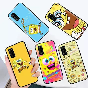 Black Case for Samsung Note 20 Lite S24 Ultra S23 A03 A05 A06 A11 A71 A15 A16 A13 A24 A25 A33 A52 A53 A50 M55 M35 Plus S-39 Lovely Spongebob Samsung Note 10 Plus жасмин