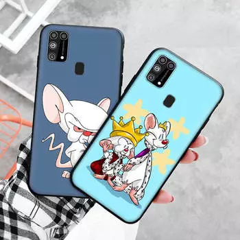 Черный чехол для Xiaomi Redmi 13C Note 9 iPhone XR 7 8 14 15 11 12 13 X XS Pro Max Samsung A25 S23 S24 FE Ultra Plus Pinky and the Brain Samsung A13 5G бездна