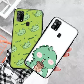 Black Case for Xiaomi Redmi 13C Note 9 iPhone XR 7 8 14 15 11 12 13 X XS Pro Max Samsung A25 S23 S24 FE Ultra Plus Little Dinosaur iPhone 13 Pro Max чёрный