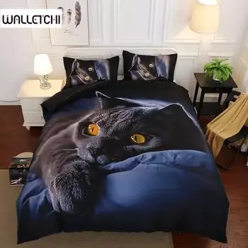 Black Cat Duvet Cover Soft For Kids Adult Bed Linen Microfiber Comforter Cover Quilt Cover With Pillowcases Bedding Set 220240 135X200cm