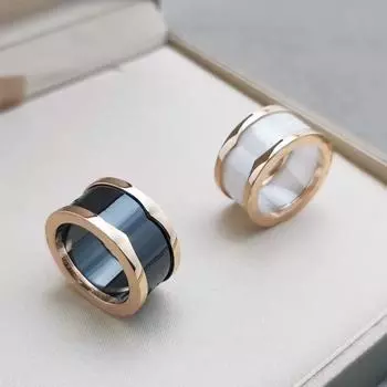 Black Ceramic Spring Ring White Ceramic Pair Ring Couple Fashion No. 6