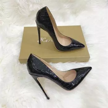 Черные клетчатые тонкие женские туфли с острым носком, универсальная женская обувь для деловых встреч, банкетных платьев и обуви больших размеров. 33