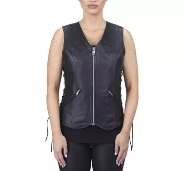 Черный Пальто Классический Женский Жилет Из Ягненка Кожаный Жилет Ручной Работы В Деревенском Стиле S чёрный