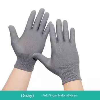 Black Cotton Gloves Disposable Cloth Oversleeves Baby Boy and Girl Summer Thin for Work Outdoor Driving Sun-Proof and Breathable Grey nylon gloves -5 pairs M
