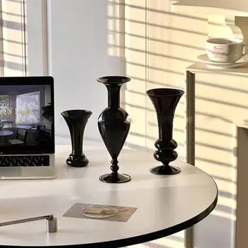 Черные креативные гидропонные стеклянные вазы, подсвечники для свадьбы, дома, простая ваза для цветов, современная подставка для свечей, настольный декор
