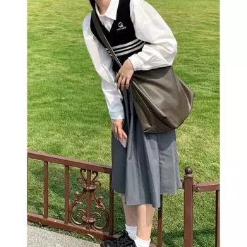 Black Crossbody Bag Female 2025 New Bags Computer Tote Bag Large Capacity College Student Class Work Commuter Bag Elephant Gray