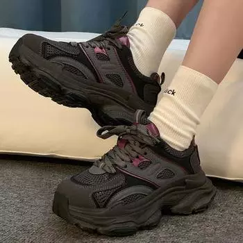 Black dad shoes women s autumn new retro versatile lightweight sports shoes heightening casual shoes women 35