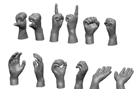 black dog hand 3D printer resin parts HAU3D16012 1/16 (20 pieces) (military)