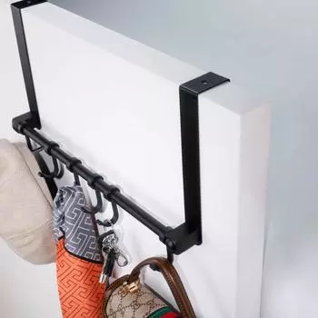 Black Door Hook Gold Sliver for Bathroom Kitchen Metal Removable Row Wall 6 Hooks Clothes Towel Key Hat Storage Holder Aluminum