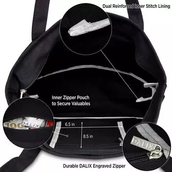 Black double lift hand zipper large capacity handbag with front strap black 20 *14 *6 чёрный