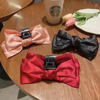 Black Double-Sided Bow Hair Clip: Large Shark Clip Princess Headdress F1064 красный