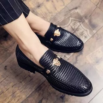 Black Dress Shoes Man Men Loafers Leather Designer Pointed Toe Brogues Business Men s Formal Wear Brand Shoes for Men 38