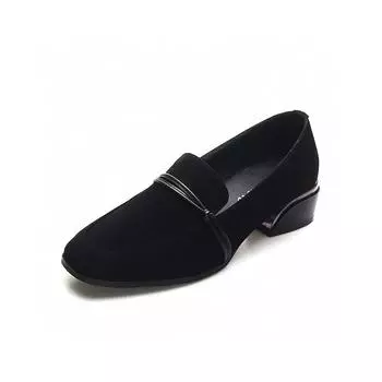 Black female spring simple temperament designer one-pedal shallow single shoes 34
