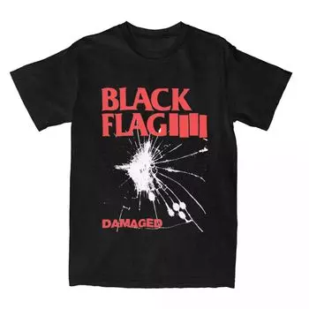 Black Flag Damaged T-Shirts Men Women Casual Pure Cotton Tee Shirt Round Neck Short Sleeve T Shirts Vintage Streetwear Clothes S